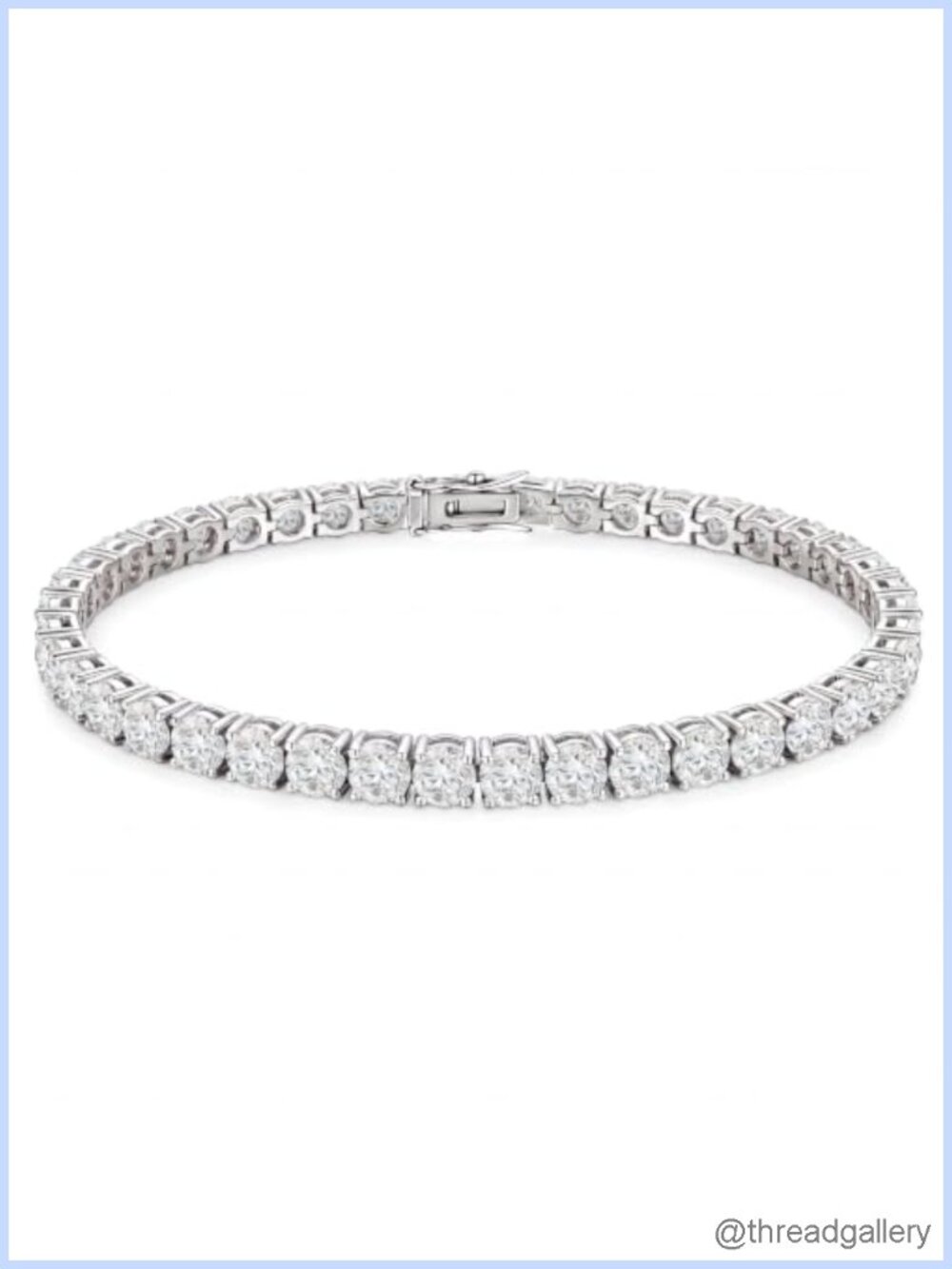 Tennis Bracelet Women 14K White Gold Plated Silver 7in Bezel Set